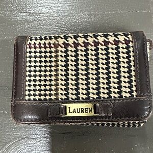 Ralph Lauren Houndstooth Wallet - Brown and Cream